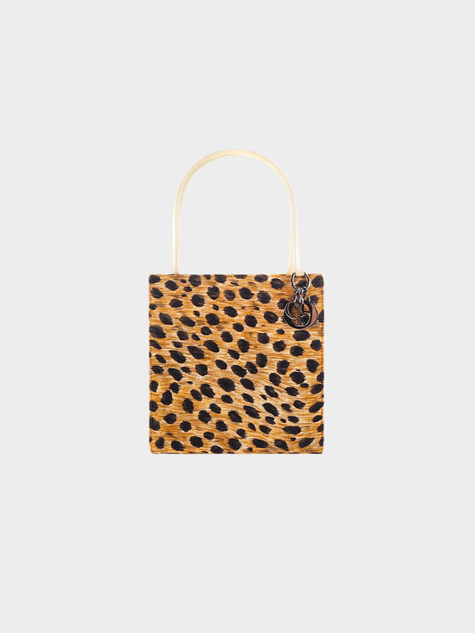 Christian Dior 1999 Cheetah Print Canvas Lady Dior Tote Bag