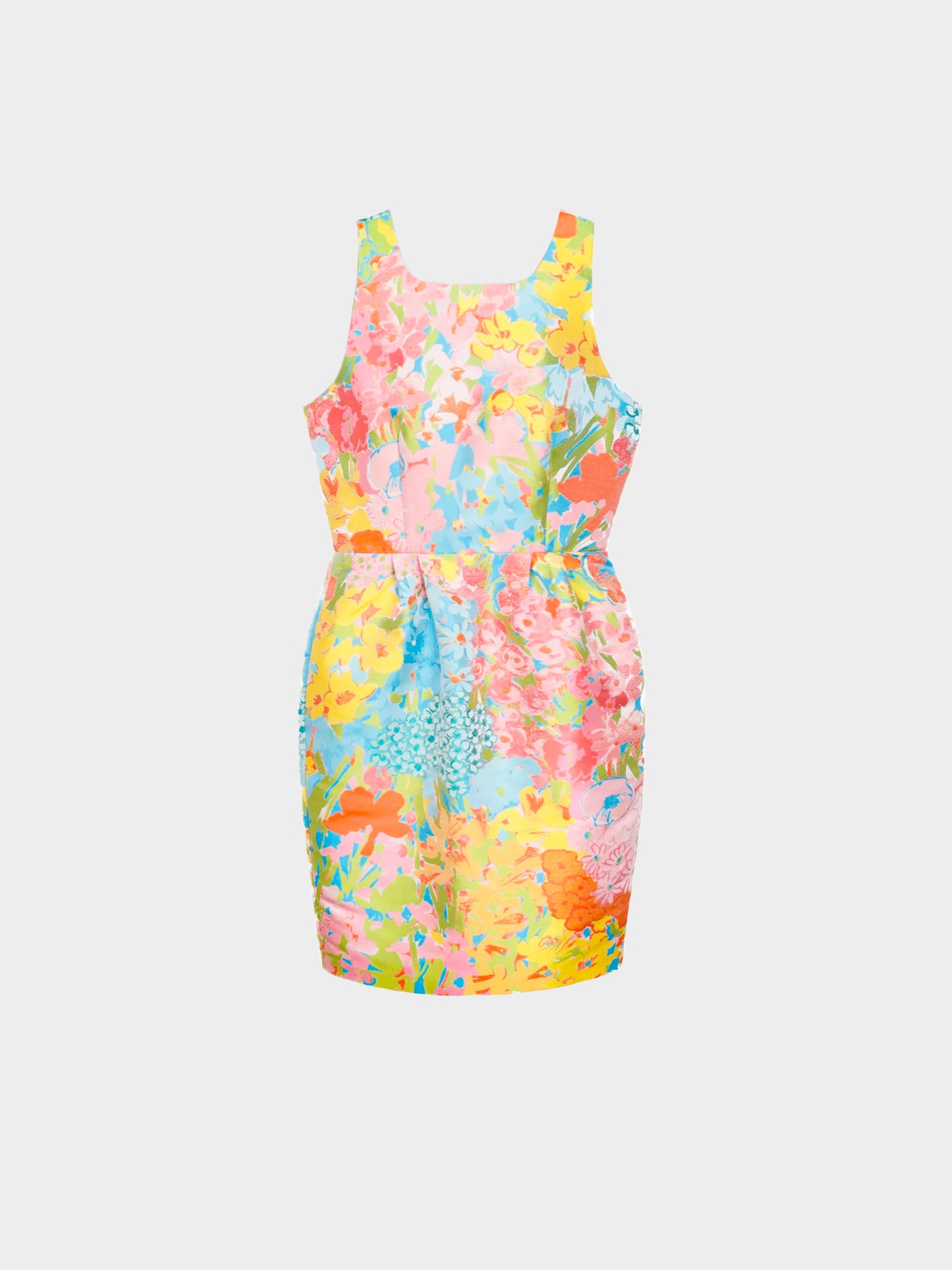Moschino Boutique 2010s Pastel Floral Jacquard Sheath Dress