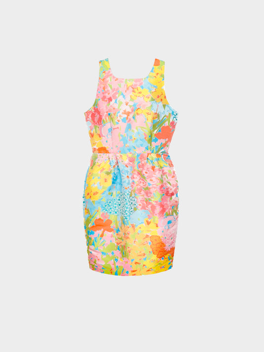 Moschino Boutique 2010s Pastel Floral Jacquard Sheath Dress