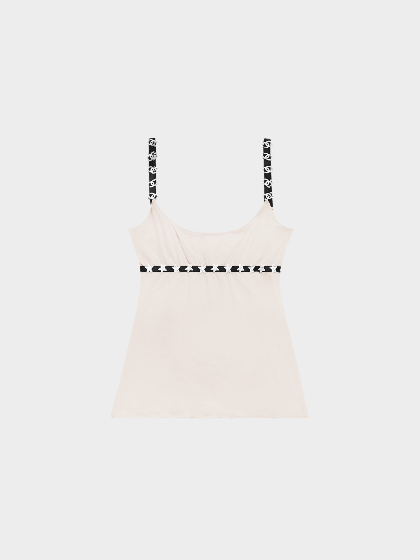Chanel 2000s Beige Cashmere CC and Stars Tank Top