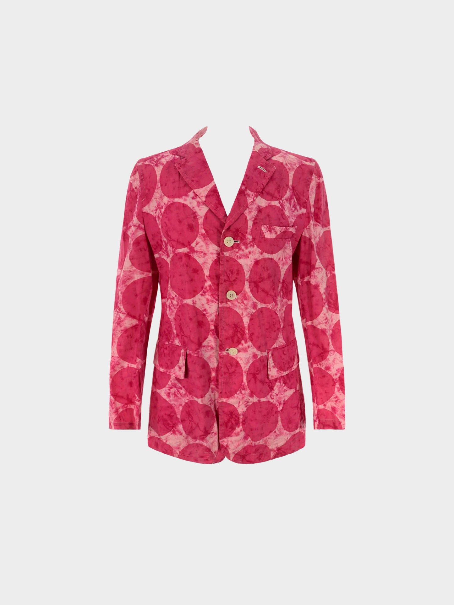 Comme des Garçons Homme Plus SS 2001 Pink Polka Dot Tie-dye Effect Jacket