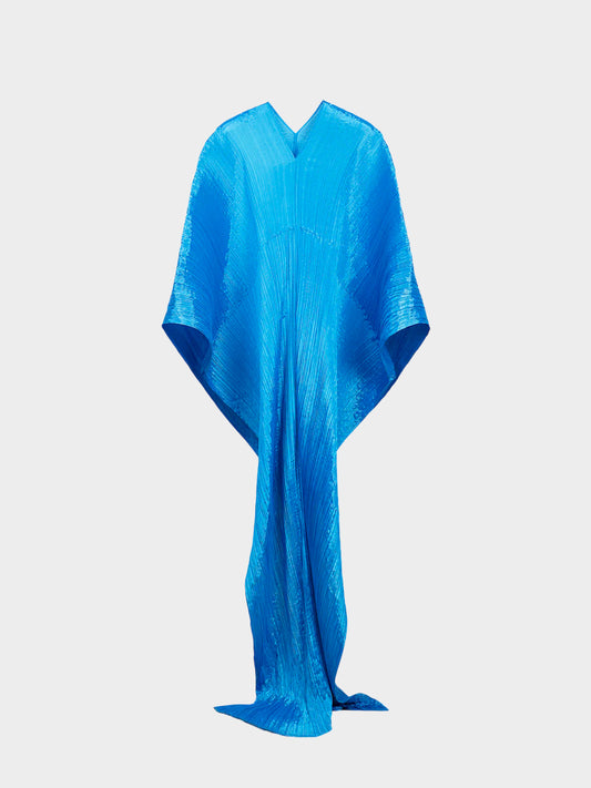 Issey Miyake Pleats Please 2000s Blue Madame-T Cape Shawl