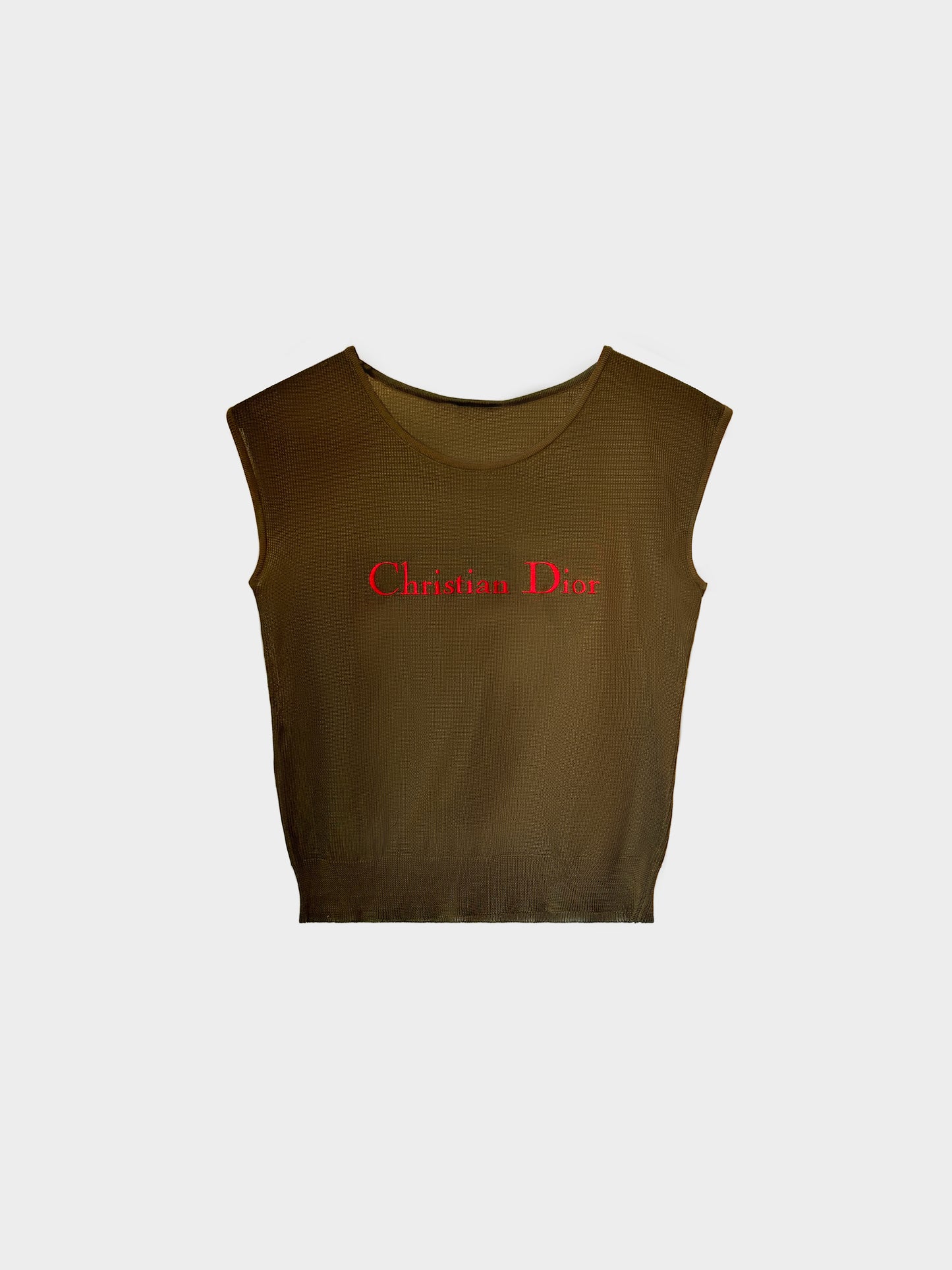 Christian Dior 2000s Green Logo Knit Top
