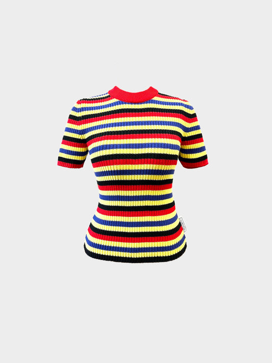 Versace Spring Summer 2019 Cotton Knit Striped Sweater