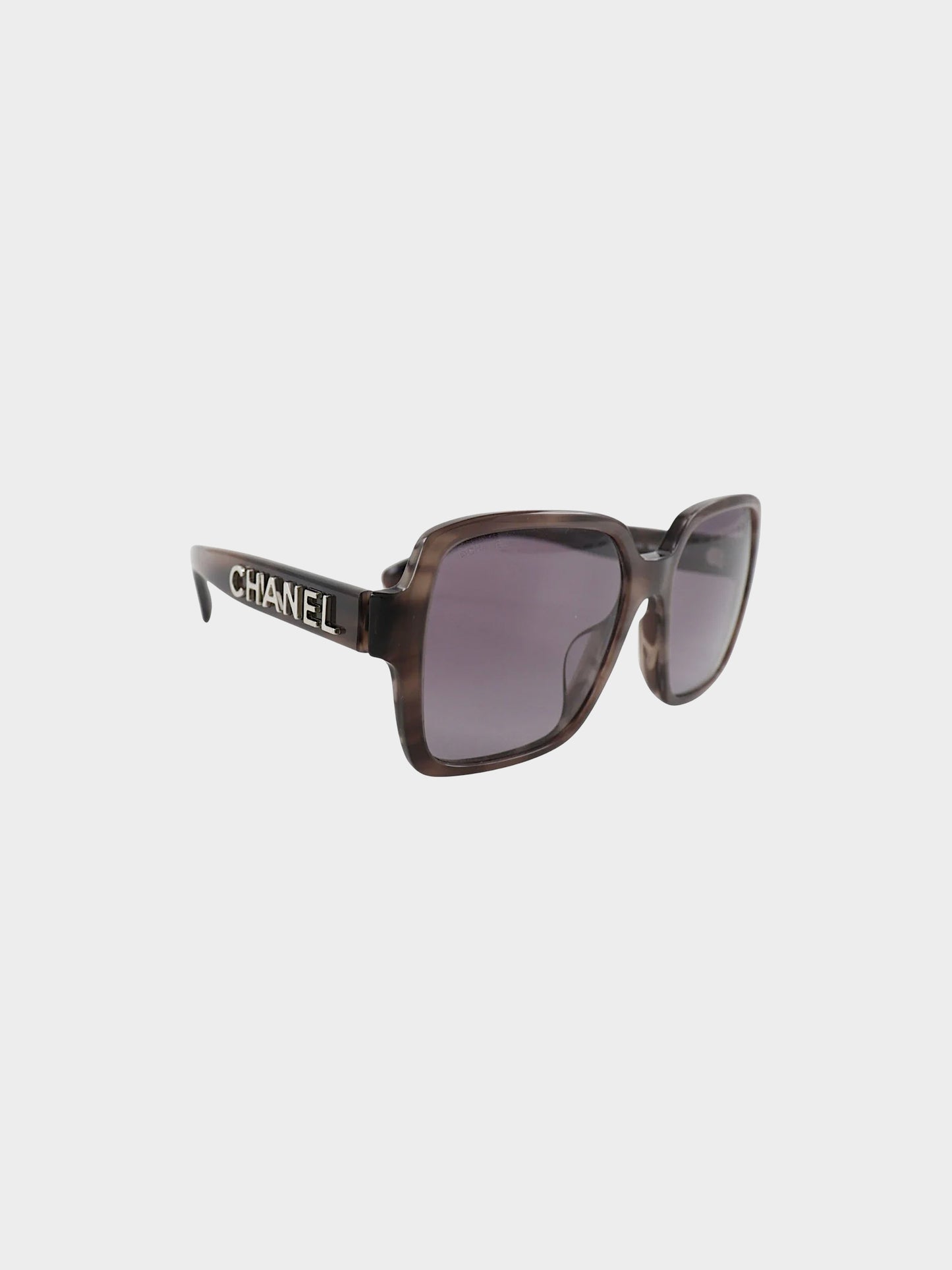 Chanel 2000s Brown Horn Square Sunglasses