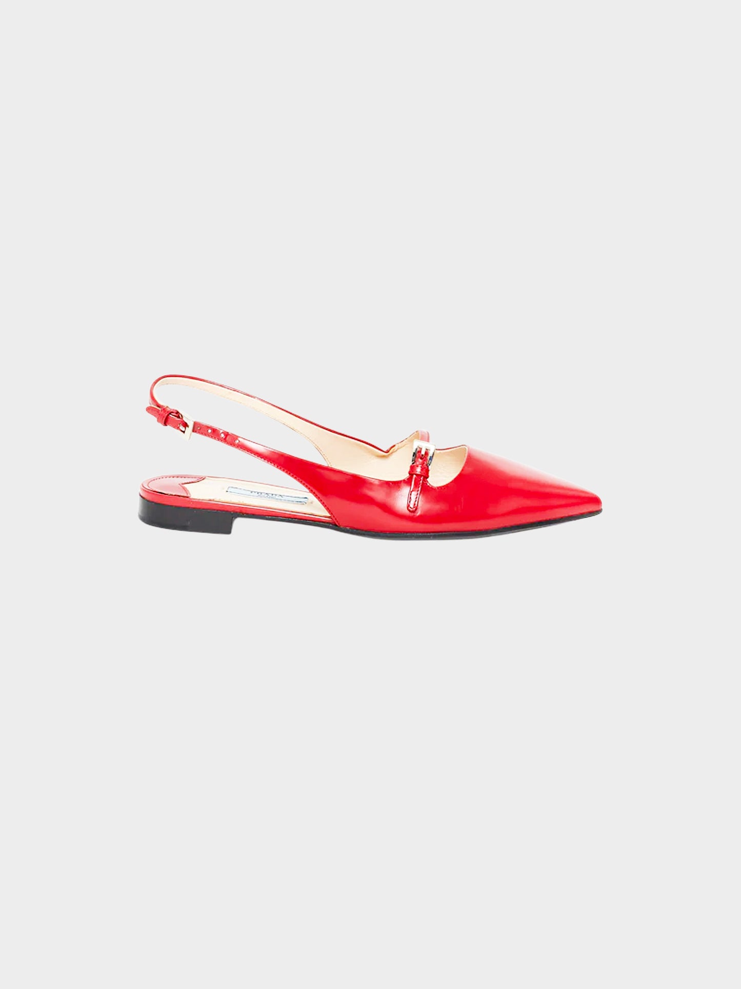 Prada 2020s Red Leather Slingback Flats