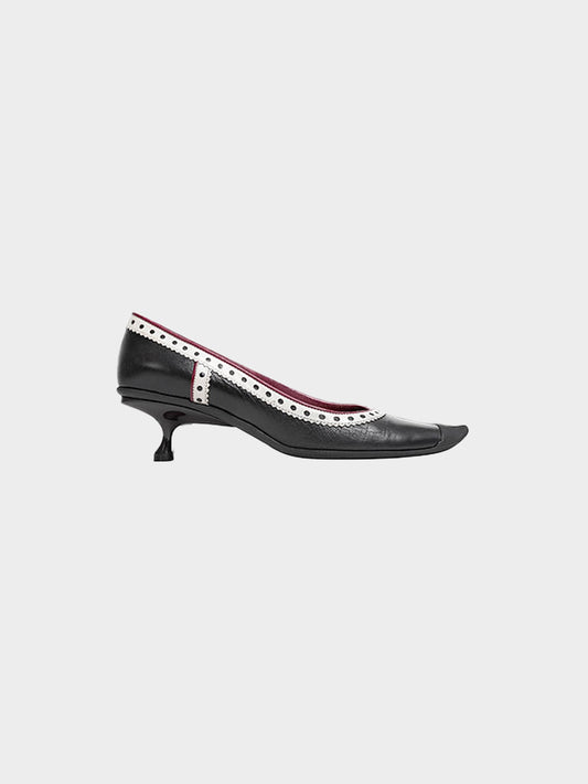 Miu Miu SS 2000 Black Leather Brogue Mules