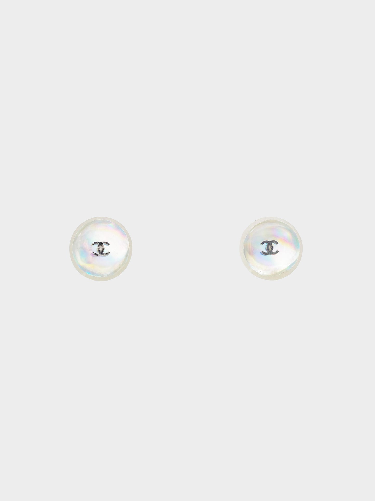 Chanel 2000s Resin Iridescent Round CC Earrings