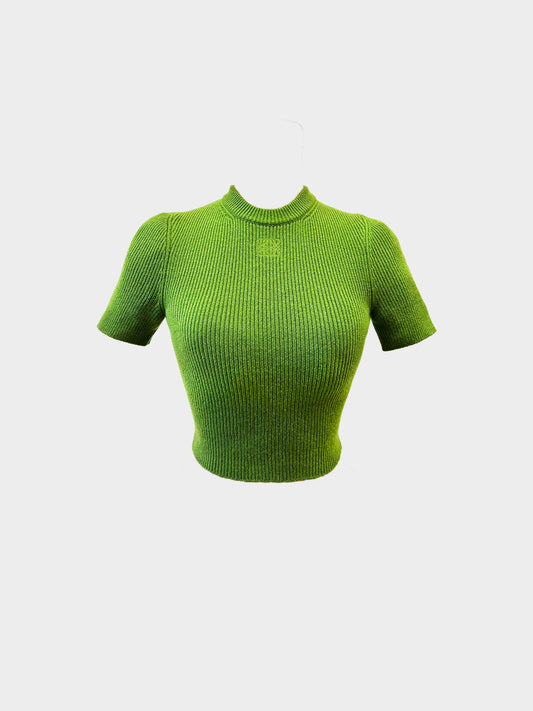 Loewe Spring Summer 2023 Green Cashmere Cropped Sweater