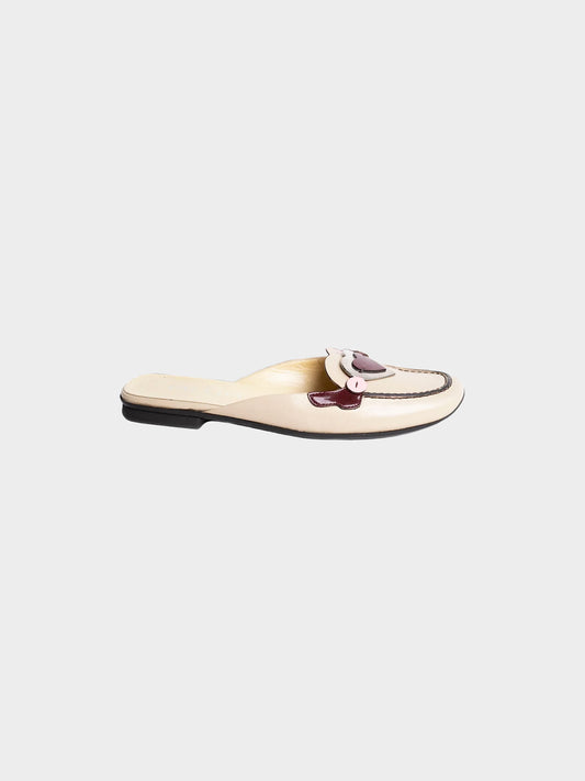 Prada SS 2000 Beige Leather Heart Flats
