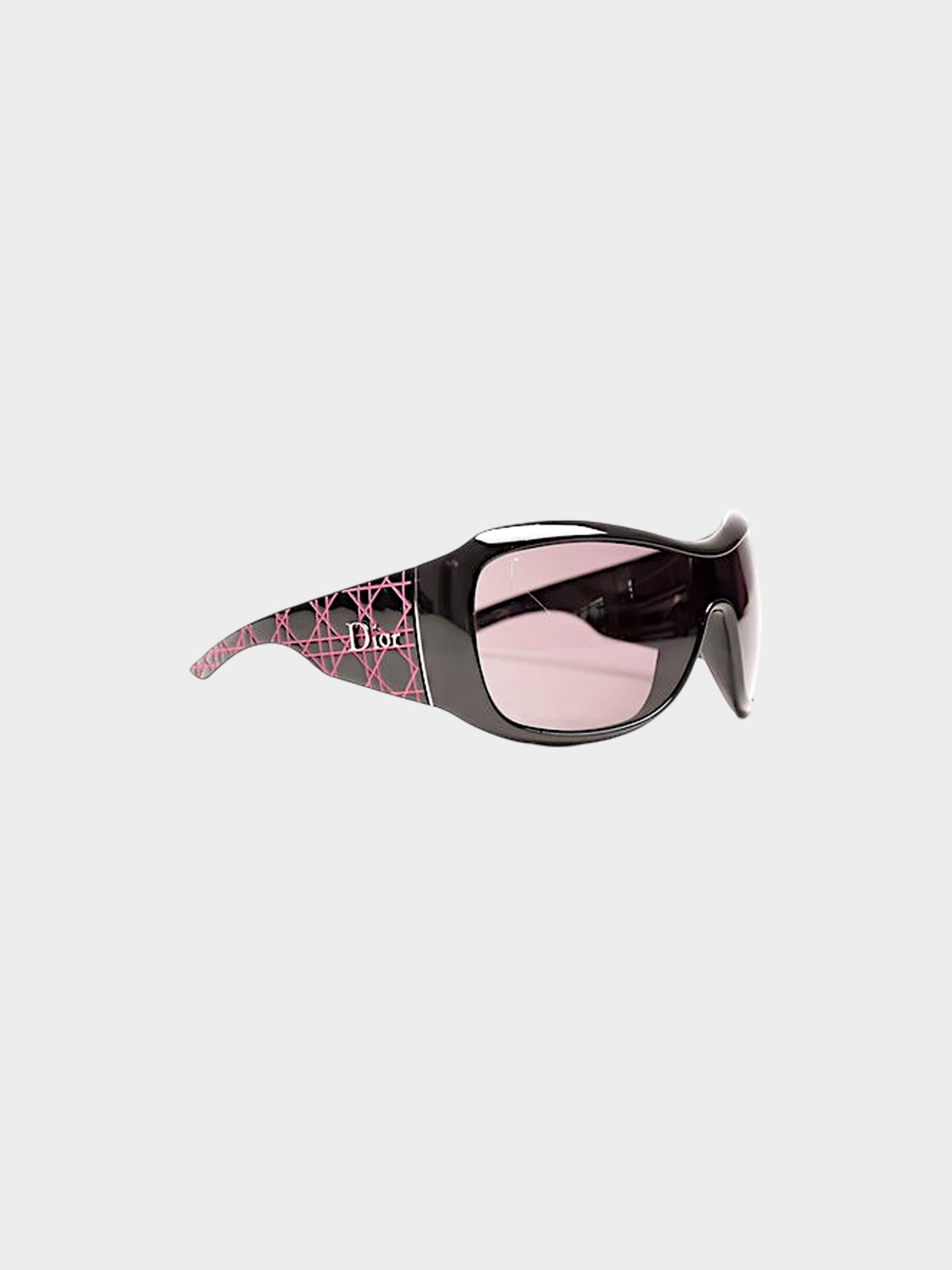Christian Dior 2000s Black Cannage Logo Rectangle Sunglasses