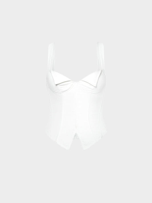 Chantal Thomass 1990s White Ribbed Corset Bustier
