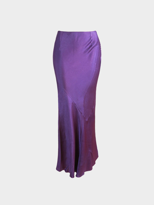 John Galliano SS 2000 Purple Acetate Maxi Skirt