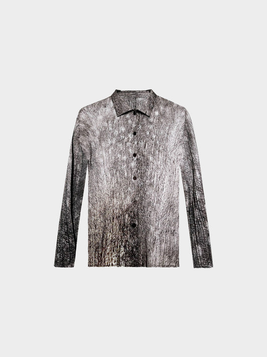 Issey Miyake Pleats Please FW 2003 Rare Grey Deer Print Shirt