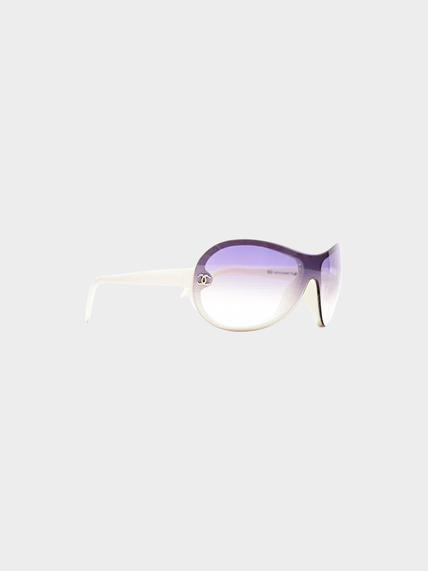 Chanel 2000s Purple Gradient Acetate Shield Sunglasses