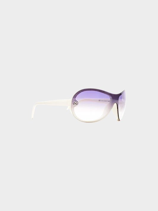 Chanel 2000s Purple Gradient Acetate Shield Sunglasses