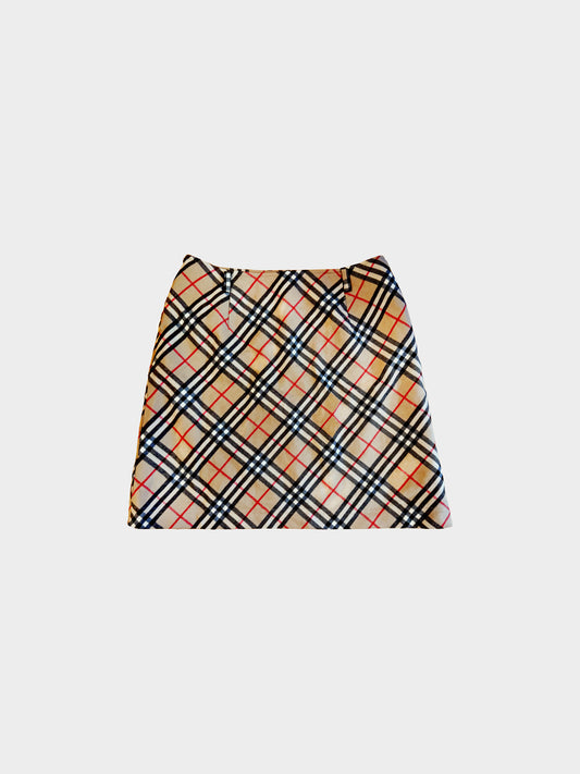Burberry Blue Label 2000s Check Wool Mini Skirt
