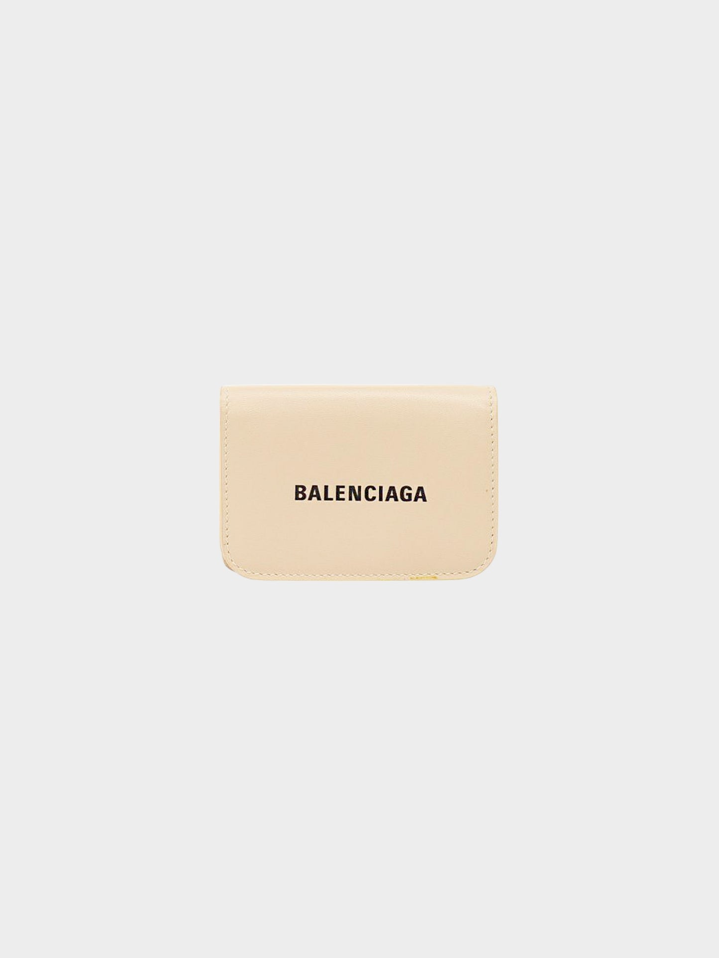 Balenciaga 2020s Cream Leather Logo Wallet