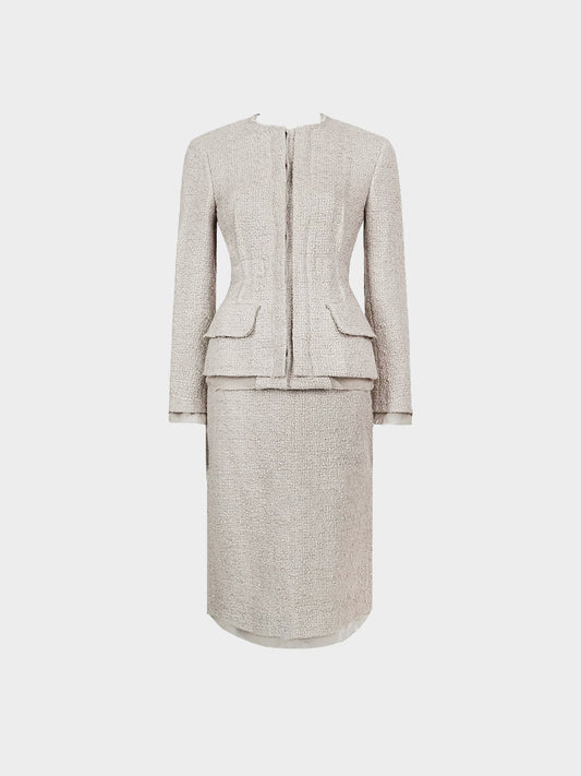 Prada 1990s Beige Tweed Jacket and Skirt Set