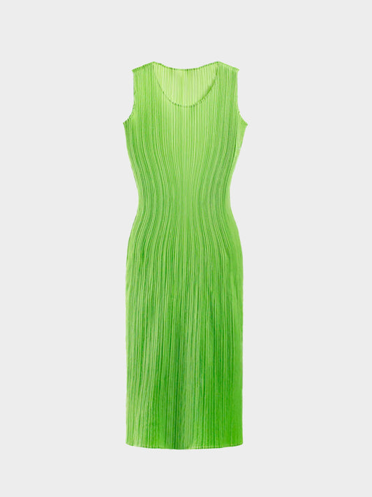 Issey Miyake 2000s Pleats Please Lime Dress
