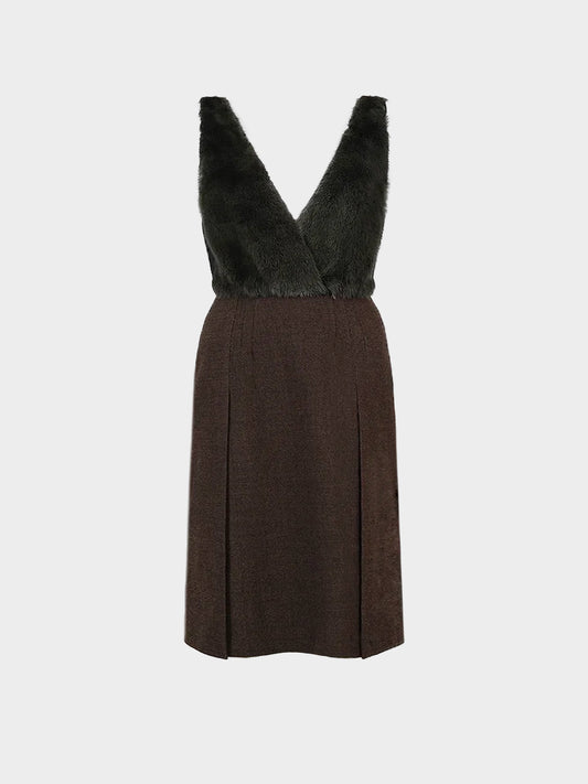 Prada FW 2009 Brown Wool and Mink Fur Dress