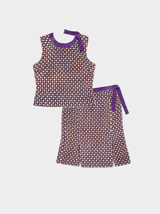 Miu Miu SS 2000 Virgin Wool Check Top and Skirt Set