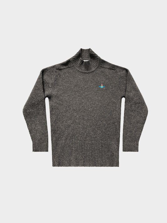 Vivienne Westwood 1990s Mens Grey Lamb Wool Knit Orb Sweater