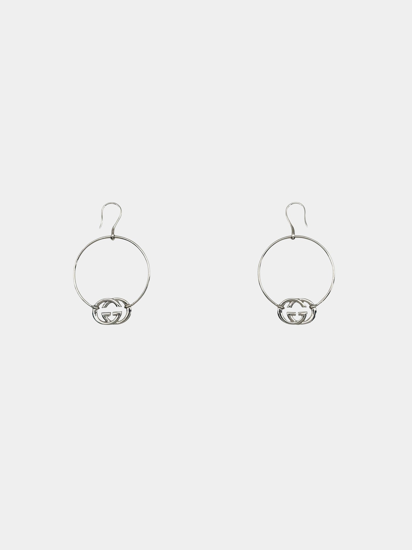 Gucci 2010s 925 Silver Interlocking G Hoop Earrings