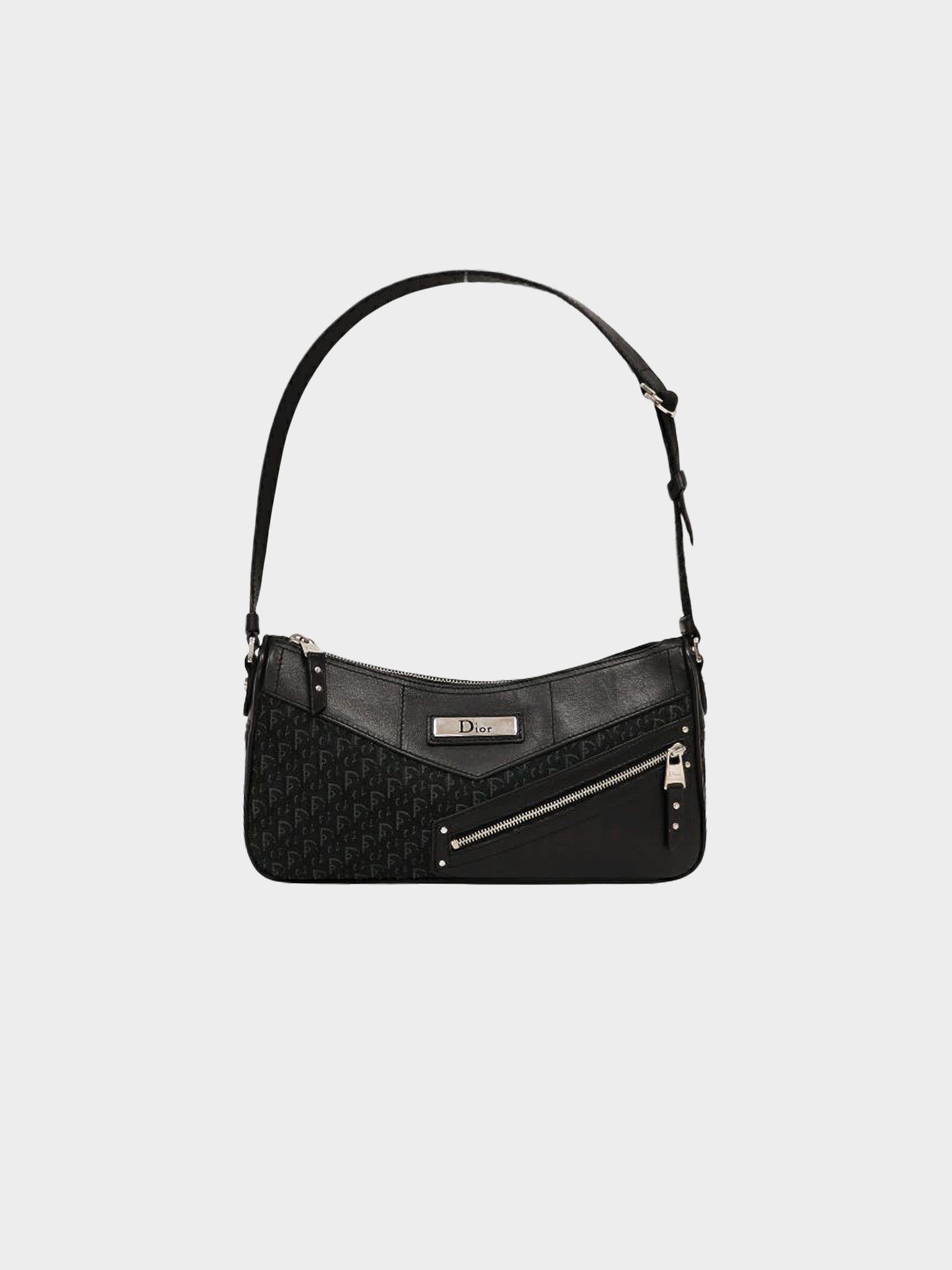 Christian Dior 2003 Black Trotter Canvas and Leather Street Chic Bag