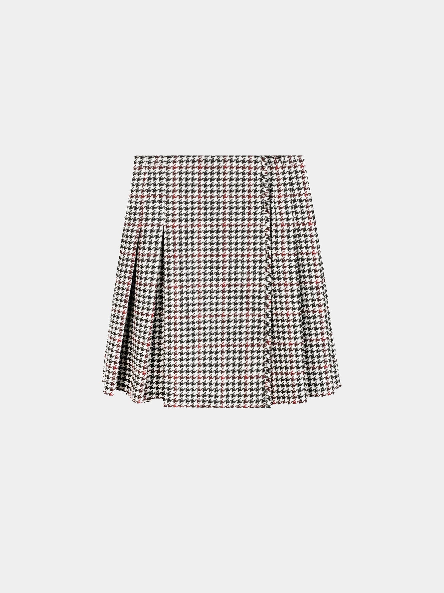 Miu Miu 2006 Wool-Blend Houndstooth Pleated Mini Skirt