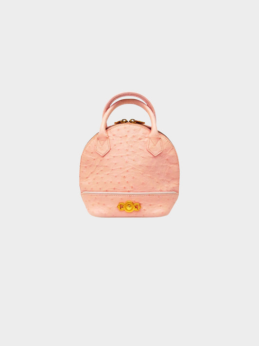 Versace 2000s Pink Ostrich Small Handbag