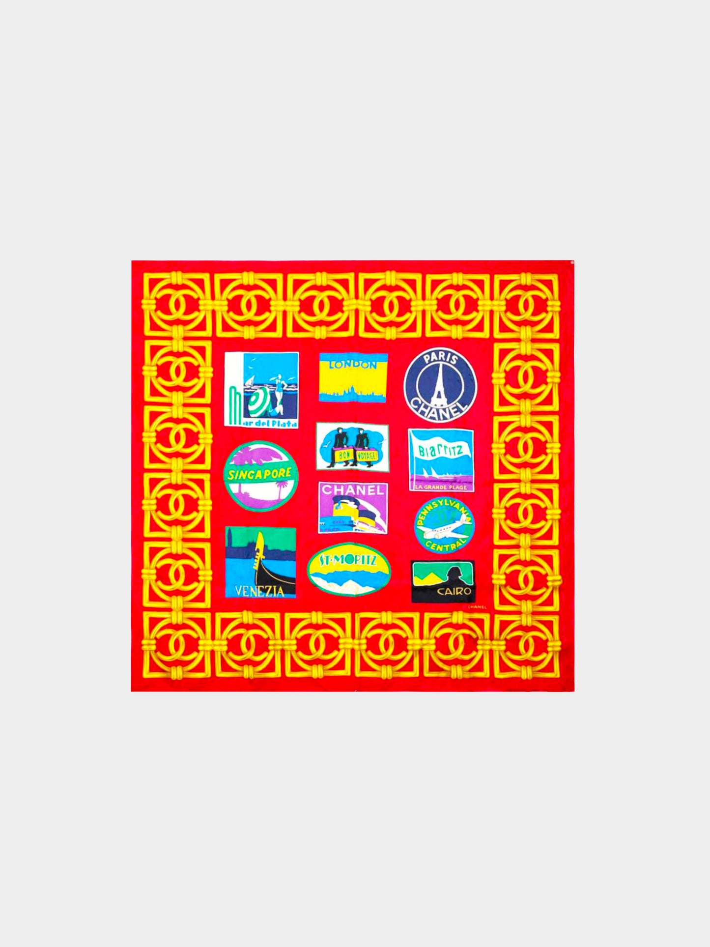 Chanel 1990s Bon Voyage Silk Scarf