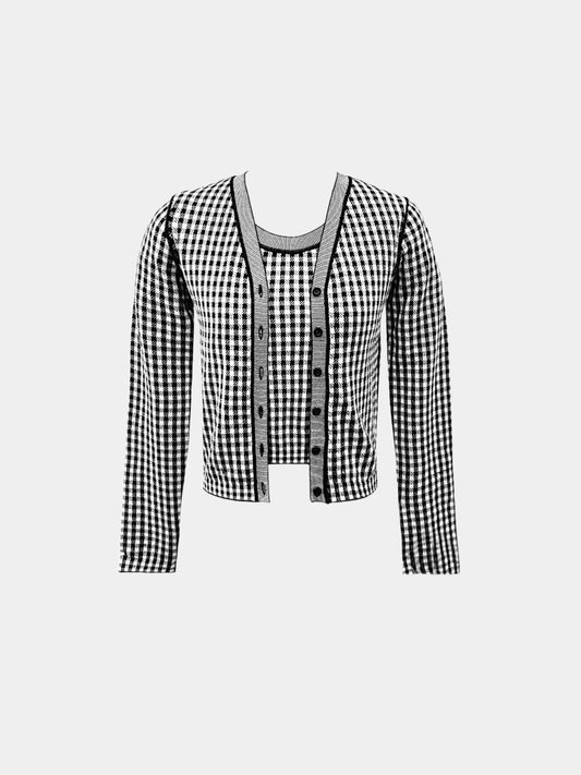 Christian Dior 2020s Check Cashmere-silk Knit Twin Set