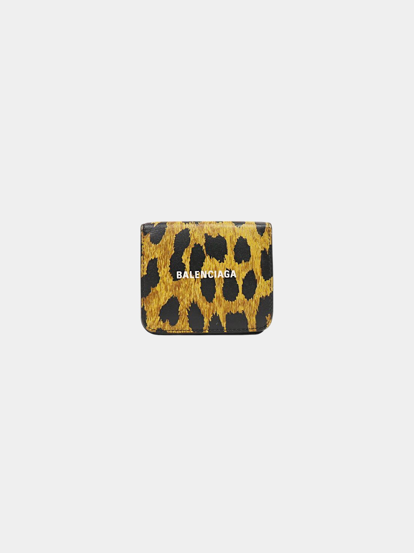 Balenciaga 2020 Leopard Print Leather Logo Wallet