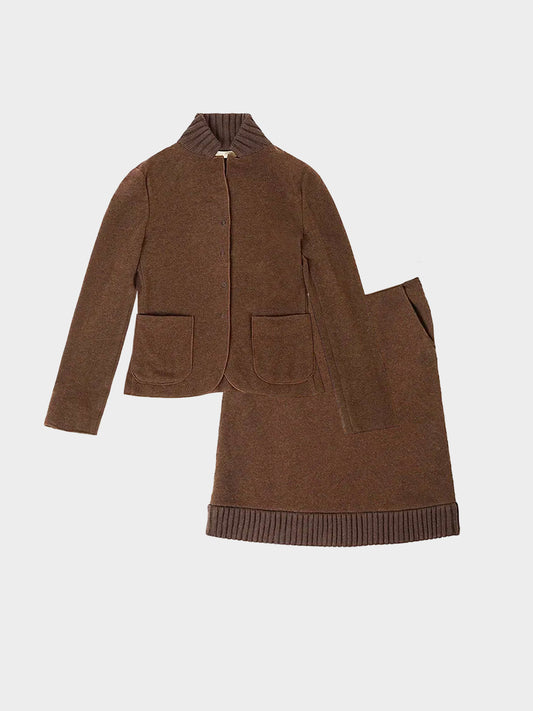 Miu Miu FW 1999 Brown Wool Jacket and Skirt Set