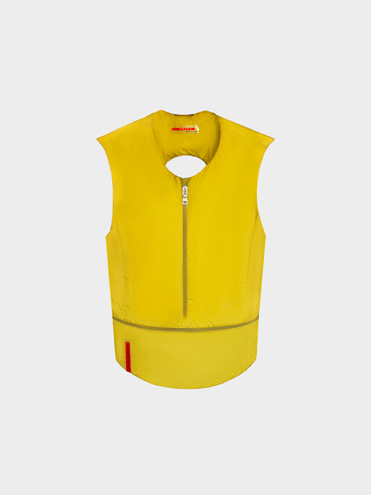 Prada FW 1999 Yellow Nylon Packable Back Cut-out Vest