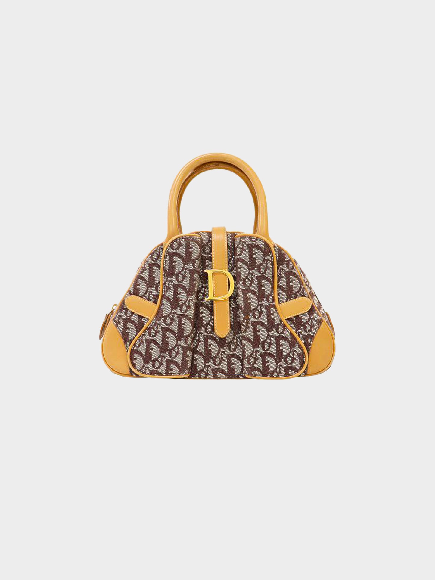 Christian Dior 2001 Brown Trotter Monogram Canvas Saddle Bowler Bag