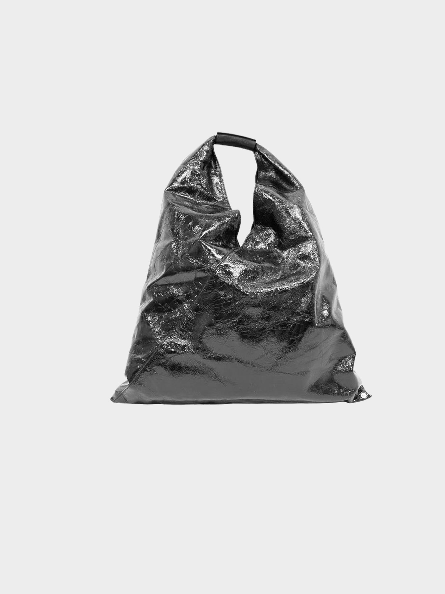 Maison Margiela MM6 2020s Black Leather Wrinkled-Effect Bag
