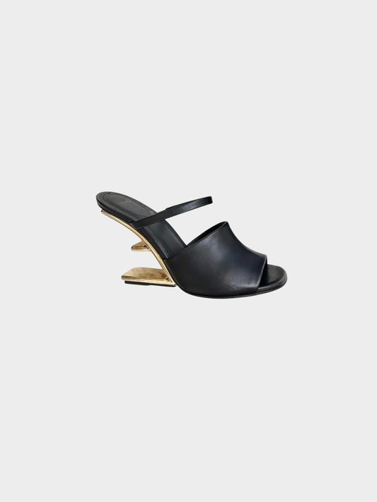 Fendi SS 2020 Black Leather First Mules