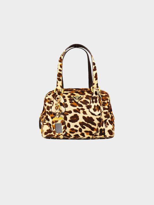 Prada 2010s Calf Hair Leopard Cavallino Handbag