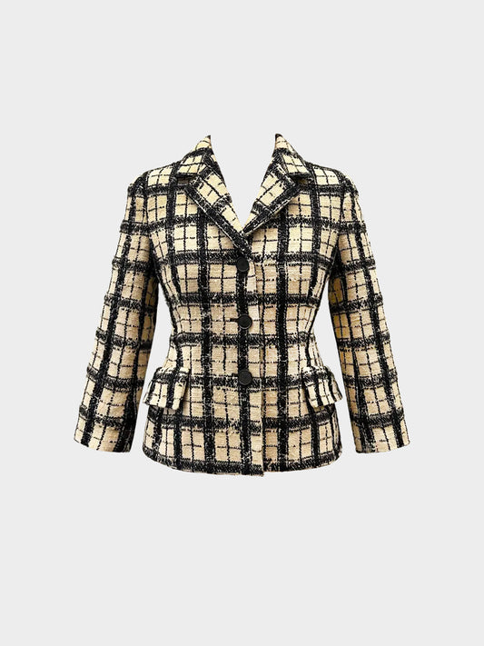 Christian Dior 2010s Beige and Black Check Jacket