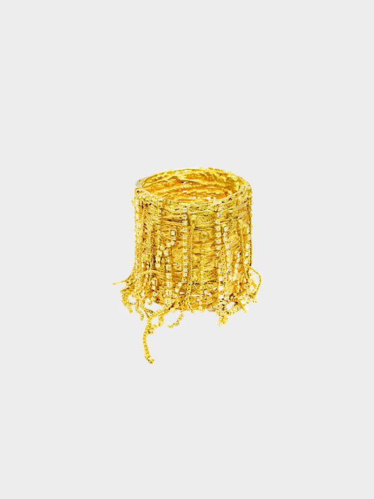 Christian Lacroix 1990s Gold Gilt Openwork White Stone Embellished Cuff