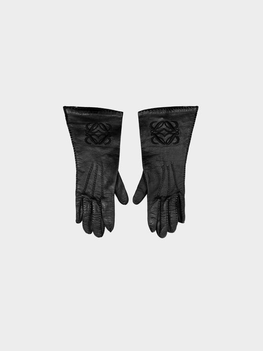Loewe 2000s Black Leather Anagram Leather Gloves