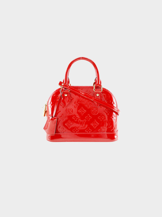 Louis Vuitton 2016 Red Vernis Patent Leather Alma BB Handbag