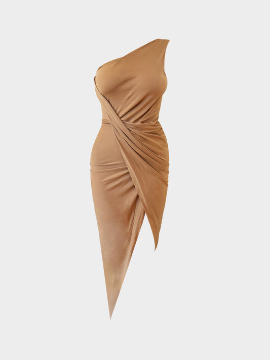 Vivienne Westwood 2000s Anglomania Beige Asymmetrical Draped Vian Dress
