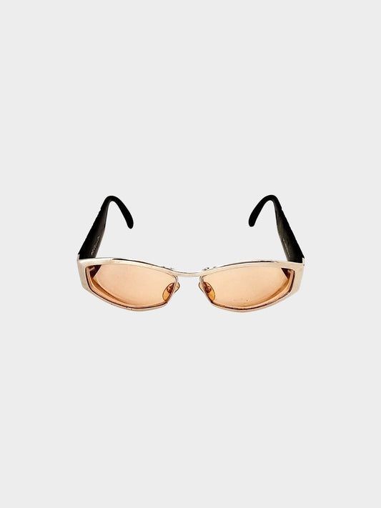 Christian Dior 1980s Cannage Temples Oval Sunglasses