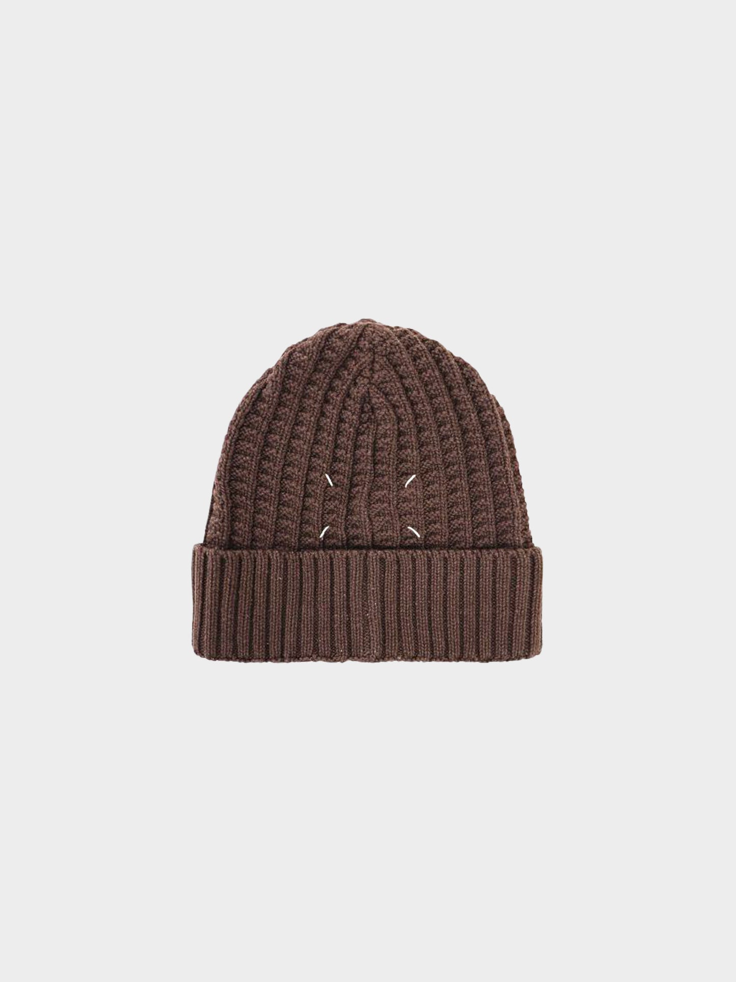 Maison Martin Margiela 2020s Brown Knitted Logo Beanie