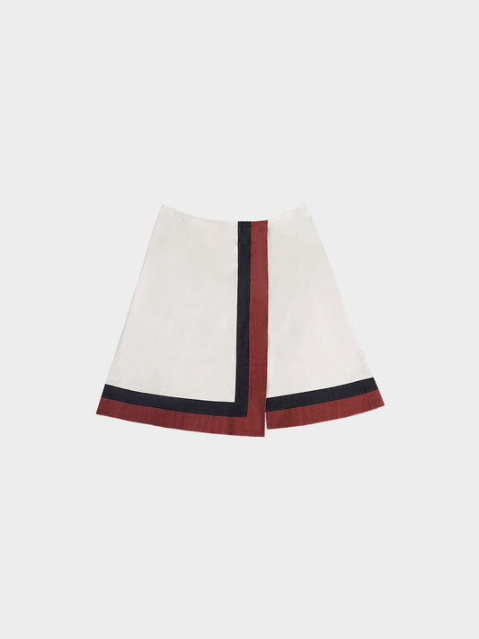 Miu Miu SS 1999 Runway Contrast Border Pleated Skirt