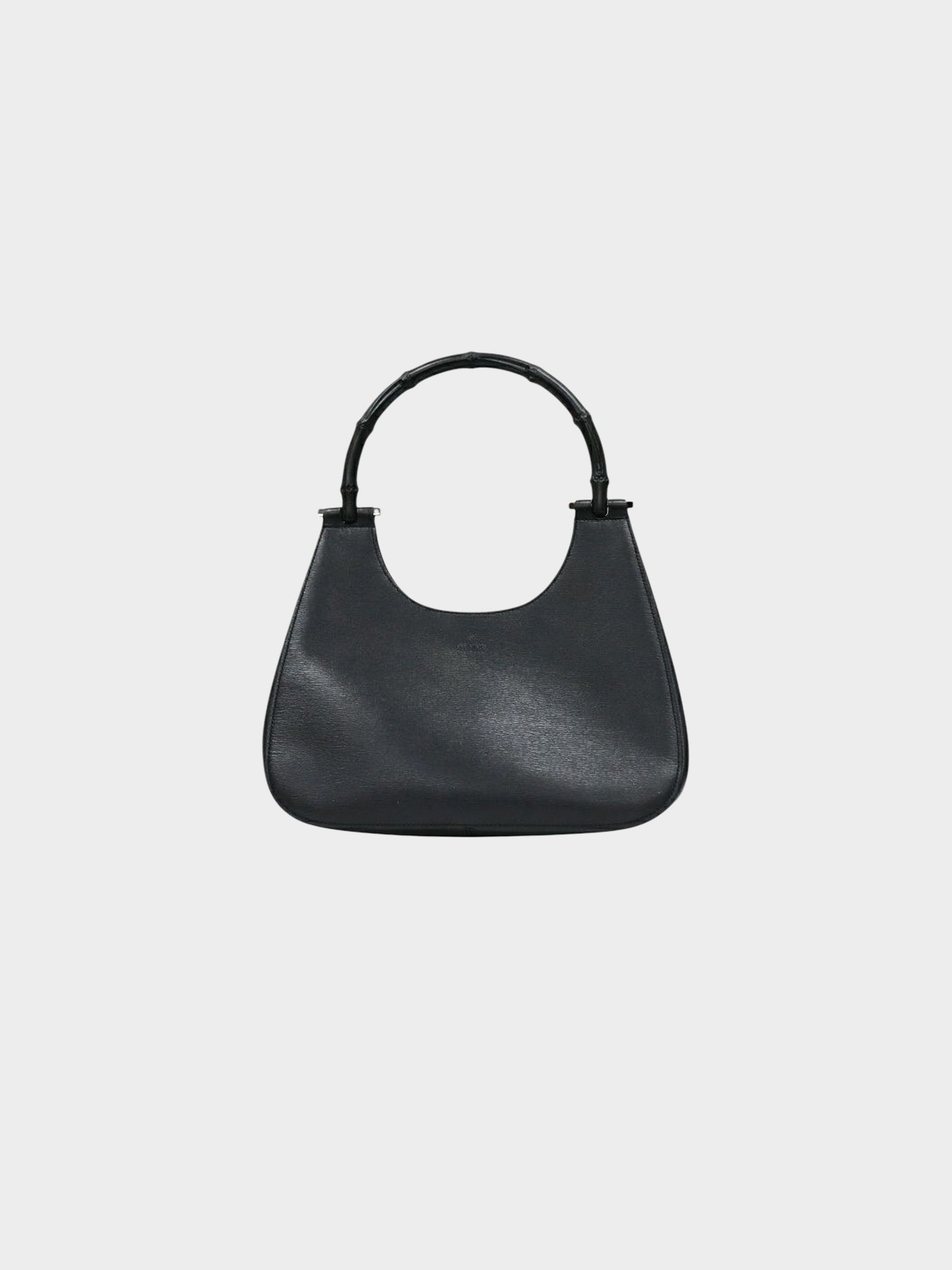 Gucci 2000s Black Grained Leather Bamboo Bag