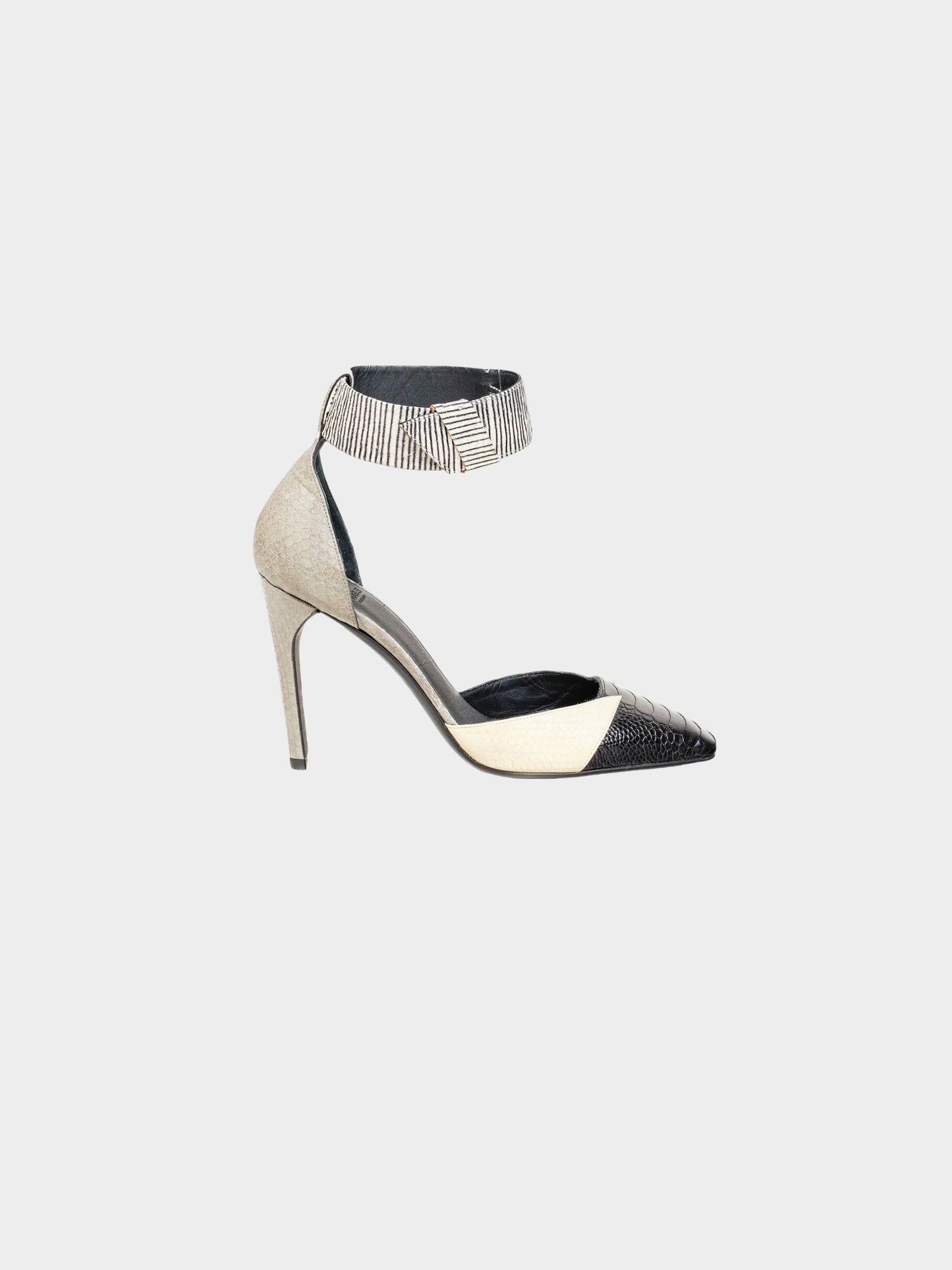 Mugler 2000s Mixed Reptile-Embossed Leather Heels